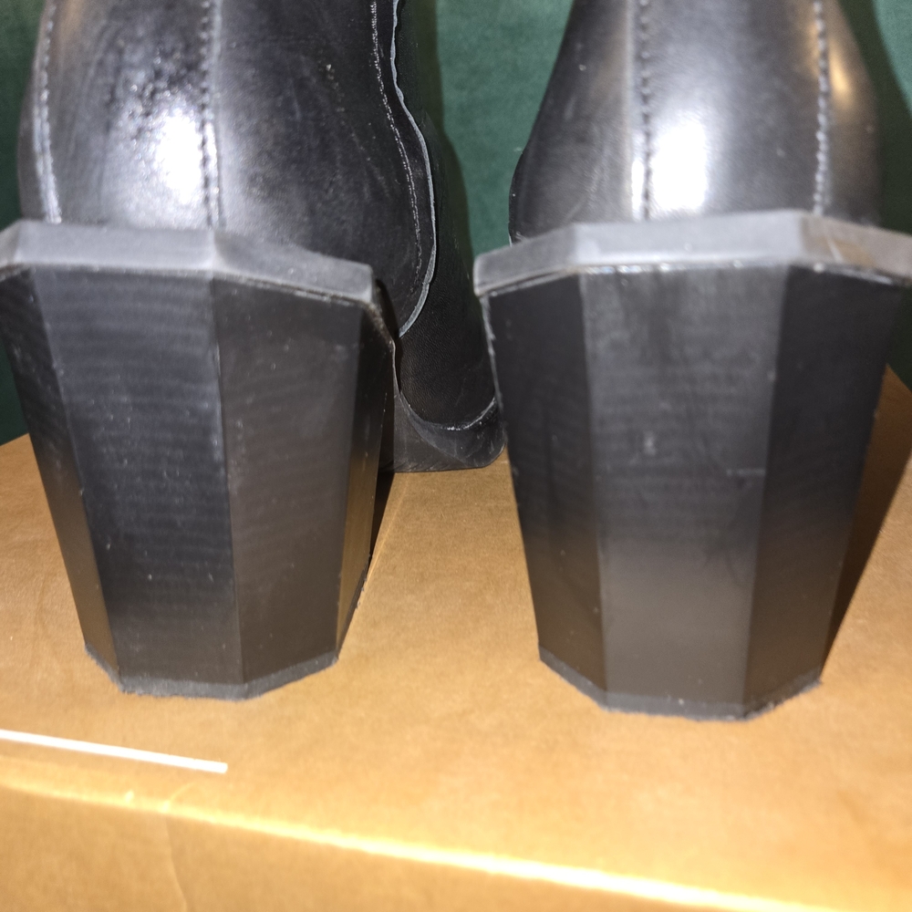 ASOS MENS All Black Leather Mid-Calf Boots Sleek Design - Picture 4 of 13